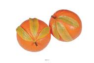 Orange artificielle géante et feuilles X 2 Plastique soufflé D 175 mm
