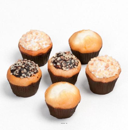Muffins Mini artificiels X6 assortis aliment factice décoration