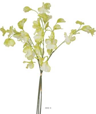 Pois de senteur fleur artificielle en 3 branches H 50 cm Crème vert