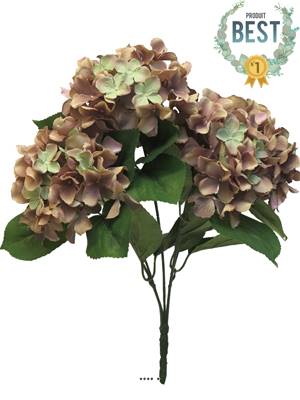 Bouquet d’Hortensia artificiel en branche, H 45 cm Vieux rose - BEST