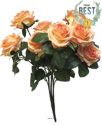 Bouquet de rose Paris artificielle, 10 têtes, H42cm Rose saumon - BEST