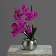 Orchidée phalaenopsis artificielle en pot céramique, H 30 cm Pourpre