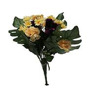 Bouquet de fleurs artificielles roses, oeillets et marguerites H 43 cm Pourpre-orange