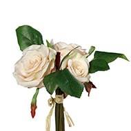 Adorable petit bouquet de fausses roses 3 têtes H 17 cm Crème