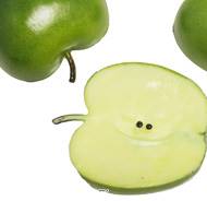 Lot de 3 Demi-Pommes Granny Smith Artificielles en Plastique Soufflé - L 75 x 68 mm