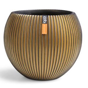 Pot forme boule Groove doré en fibres synthétiques H 51 cm x D 63 cm