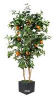 Oranger artificiel tronc naturel en pot avec fruits H 180 cm Orange