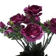 Pot composition fleurs artificielles cimetière roses et fleurettes H 24 cm L 16 cm Mauve violet