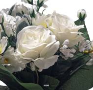 Vasque de fleurs artificielles Roses pour le cimetière H 28 cm D 30 cm Blanc neige