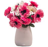 Pot céramique de fleurs artificielles Pensées pour le cimetière H 23 cm D 17 cm Fushia