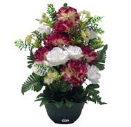 Vasque de Roses fleurs artificielles pour le cimetière H 46 cm D 44 cm Bourgogne