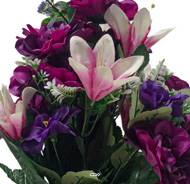 Pot Cône de Lys fleurs artificielles pour le cimetière H 45 cm D 30 cm Pourpre