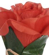 Tête de Rose factice Rouge Cerise en composition H9,5 cm et D7cm 
