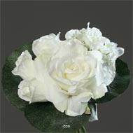 Bouquet varié de Roses et pivoine factices avec feuilles H25cm Crème