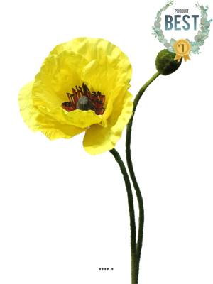 Pavot artificiel H60 cm 1 fleur et 1 bouton Superbe fleur Jaune - BEST