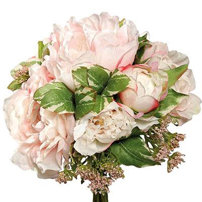 Bouquet de Pivoines & Carottes sauvages factice 7 fleurs H20cm Rose