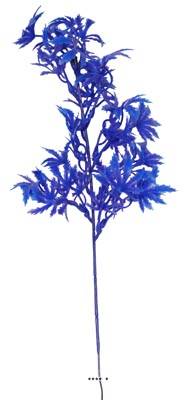 Branche de feuilles de Papaye factice H35cm plastique ext Bleu royal