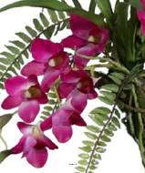 Orchidée Dendrobium en Latex sur branche à suspendre L50cm RoseSoutenu