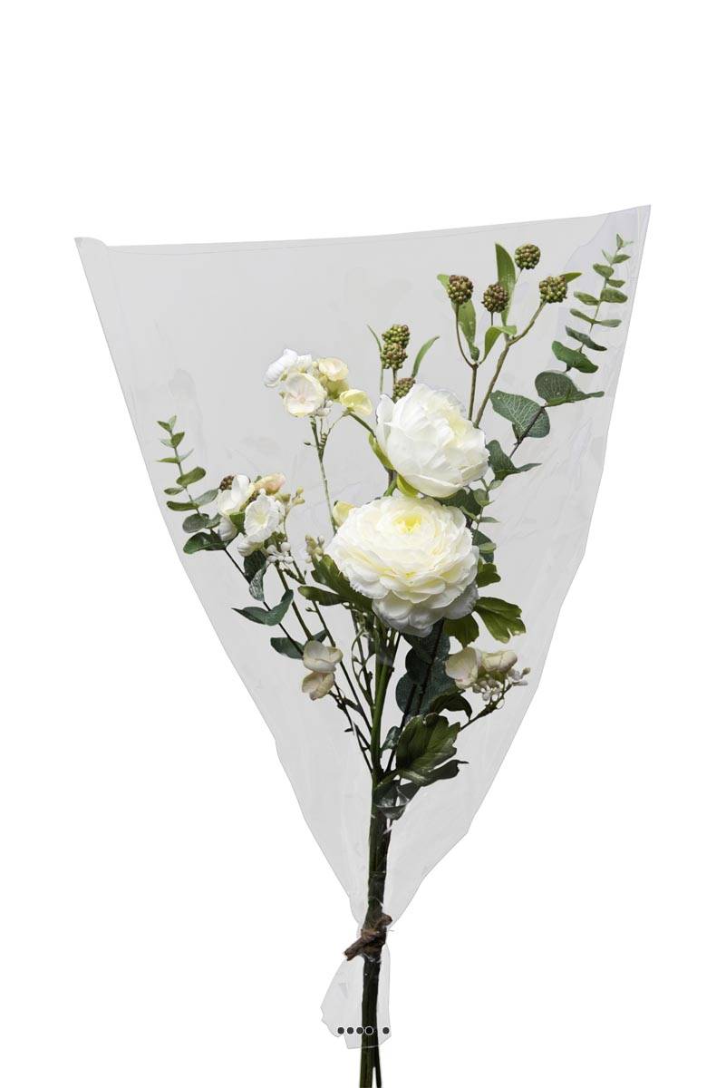 Bouquet de fleurs artificielles emballé haut de gamme H 65 cm superbe du  site artificielles.com
