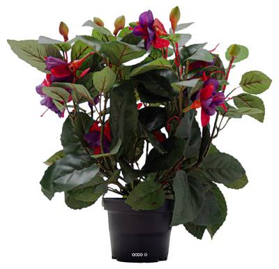 Fuchsias fleuries artificielles en pot, H 30 cm Pourpre-fuschia