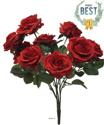 Bouquet de rose Paris artificielle, 10 têtes, H 42 cm Rouge - BEST