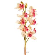 Superbe orchidée artificielle en tige H 85 cm 9 fleurons rose-crème