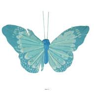 Papillon artificiel avec pince, H 8 cm, L 10 cm Bleu ciel