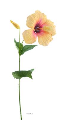 Hibiscus artificiel Jaune en branche - H 73 cm - L 14 cm