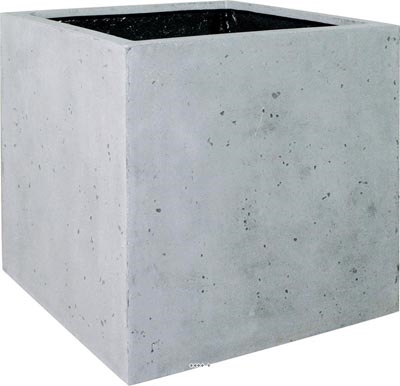 Bac en Polystone Roma Ext. Cube L 50x 50 x H 50 cm Gris ciment