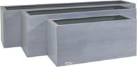 Bac fibres de verre et plastique renforc Long 150 x 50 cm H 50 cm Ext. jardinire gris mat