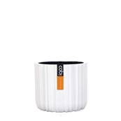 Pot polyester eggpot stries H 12,5 cm, Ø 14 cm, Blanc