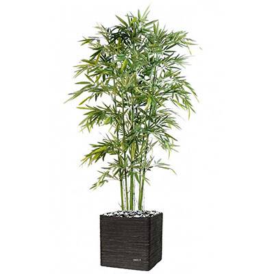 Bambou Artificiel cannes moyennes Vertes en pot feuillage tissu H 150 cm D 90 cm Vert