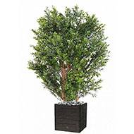 Buisson de buis artificiel en pot plastique anti-UV extérieur H 70 cm L 50 cm