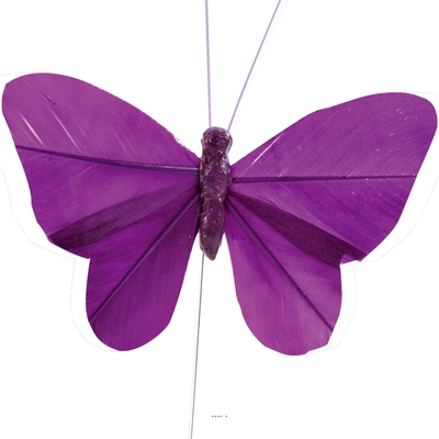 Papillons artificiels x 6 prune L 8 5 X H 5 cm