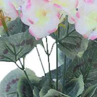 Composition fleurs artificielles cimetière pot géraniums H39 cm L27 cm Rose-crème