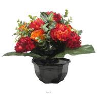 Vasque De Chrysanthème, Rose et Eucalyptus pour la toussaint Rouge-orange