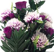 Pot Cône de Chrysanthemes fleurs artificielles pour le cimetière H 45 cm D 30 cm Pourpre