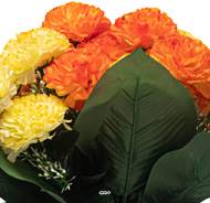 Jardinière fleurs artificielles pour les tombes Oeillets H 30cm Lg 45 cm Jaune-orange