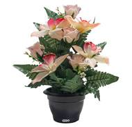 Pot d'Orchidées fleurs artificielles pour le cimetière H 36 cm D 28 cm Rose pâle