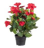 Petunia artificiel en pot H 38 cm 20 fleurs lumineux Rouge