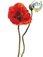 Pavot artificiel H60 cm 1 fleur et 1 bouton Superbe fleur Rouge - BEST