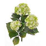 Hortensia artificiel 3 têtes en piquet pour extérieur H 43 cm Crème vert