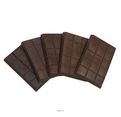 Tablettes en chocolat noir artificiel en lot de 5 en Plastique soufflé H 95x65 mm