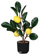 Mini Citronnier artificiel en pot H 30 cm avec 3 fruits pot déco