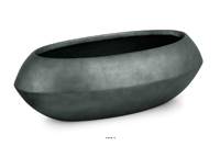 Bac rsine synthtique Long 65 x 34 cm H21 cm Int. vase long mtal anthracite