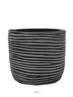 Pot Rib polyester bullet  H 8 cm, Ø 9 cm, Blanc-noir