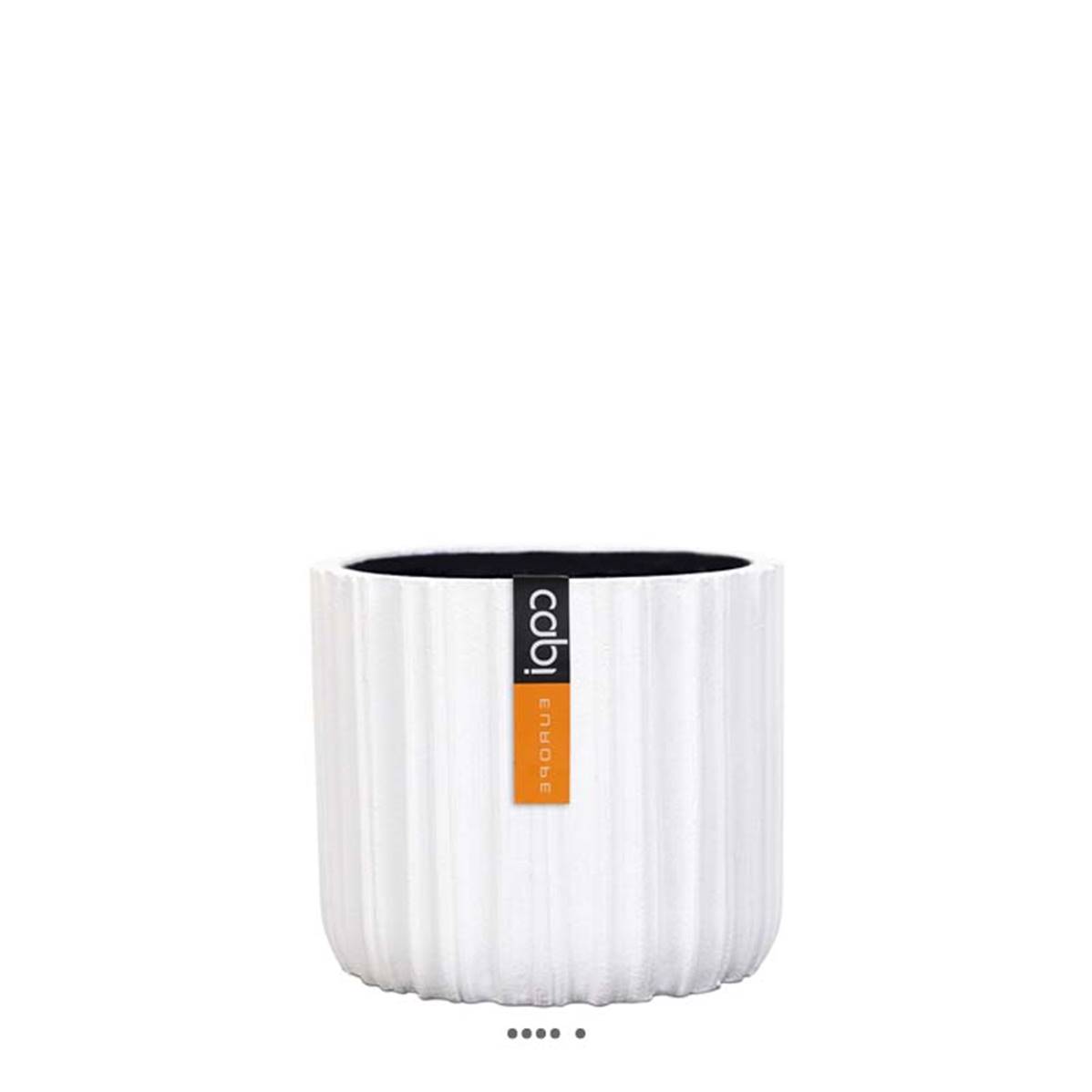 Pot polyester eggpot stries H 12,5 cm, Ø 14 cm, Blanc