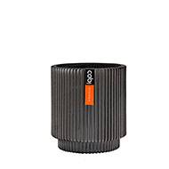 Vase cylindre Groove plastique H 9 x D 8 cm Noir-blanc