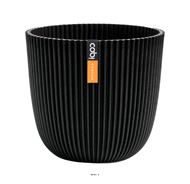 Pot boule Groove en matières recyclées H 12cm Noir