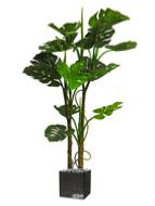 Monstera deliciosa artificiel en pot 3 troncs 14 grandes feuilles H 135 cm Vert